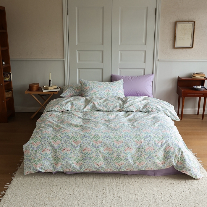 91家纺网 家纺一手货源 找家纺 棉眠 2024新款40支全棉秋季花园系列四件套 星河粉钻