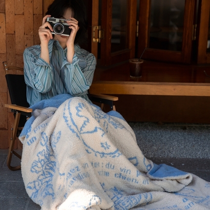 圆岛 2024新款多功能针织半边绒毛毯 下午茶