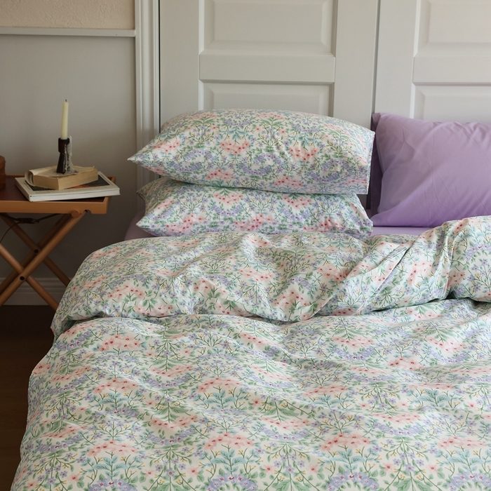 91家纺网 家纺一手货源 找家纺 棉眠 2024新款40支全棉秋季花园系列四件套 星河粉钻