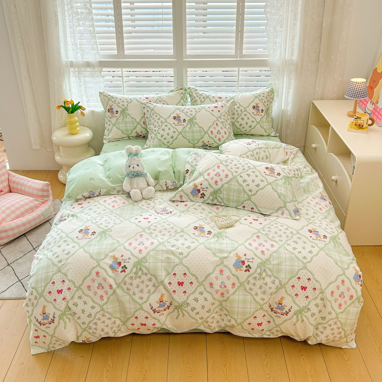 91家纺网 家纺一手货源 找家纺 红馆 2025年全棉12868印花系列四件套 初春晚风