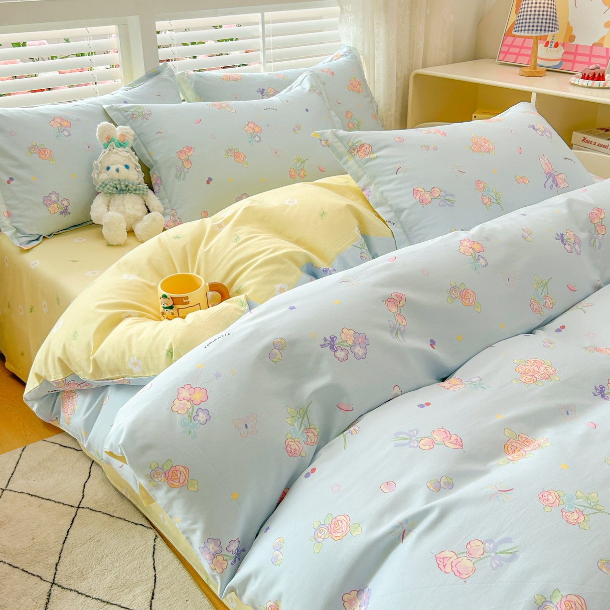 91家纺网 家纺一手货源 找家纺 红馆 2025年全棉12868印花系列四件套 梦蝶