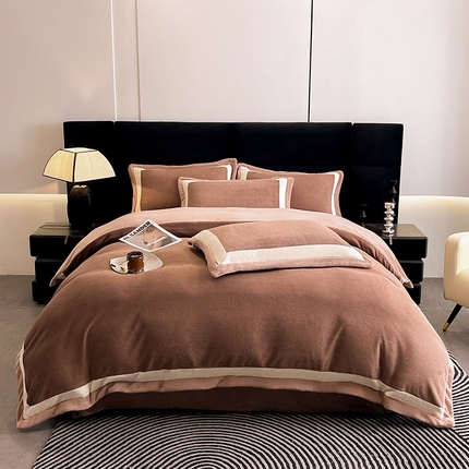 91家纺网 家纺一手货源 找家纺 （总）极简 2024新款雕花牛奶绒宽边四件套