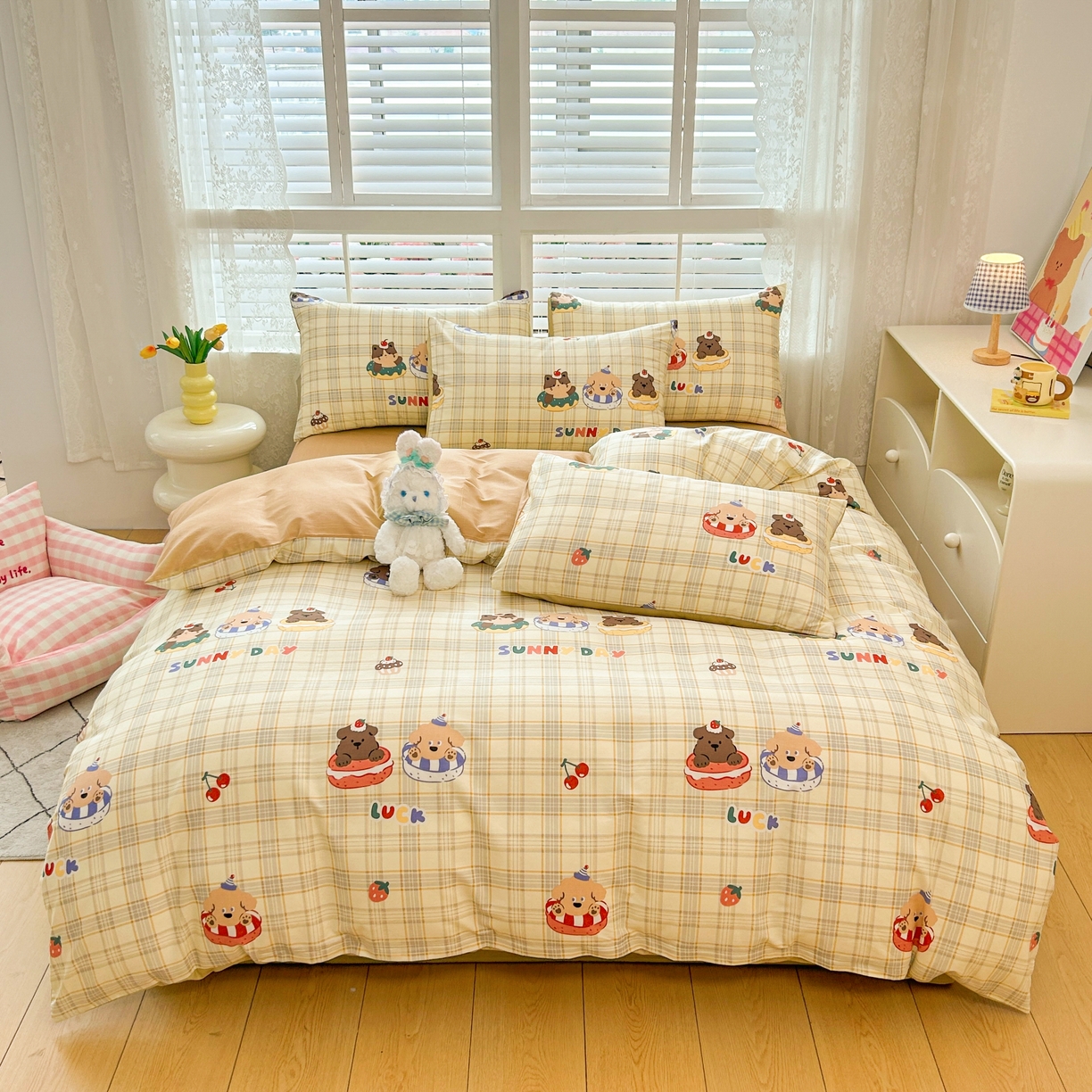 91家纺网 家纺一手货源 找家纺 红馆 2025年全棉12868印花系列四件套 萌趣时光