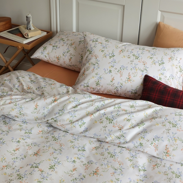 91家纺网 家纺一手货源 找家纺 棉眠 2024新款40支全棉秋季花园系列四件套 橘朵