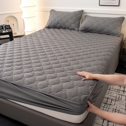 暖季家纺 2025新款心芙系列夹棉防水床笠成人款 心芙-深灰