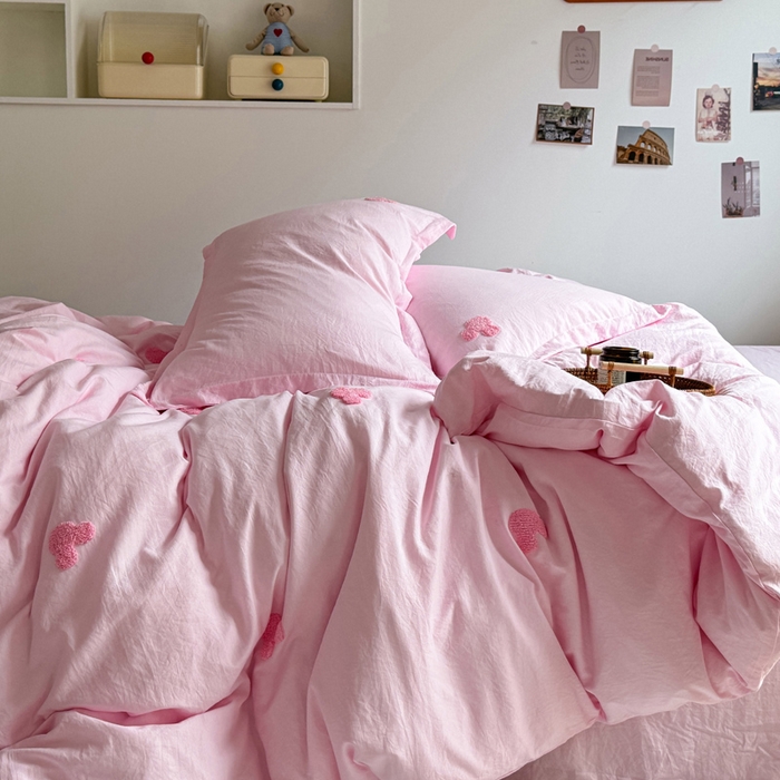 91家纺网 家纺一手货源 找家纺 布可家纺 2025新款水洗棉毛巾绣四件套 米奇-粉