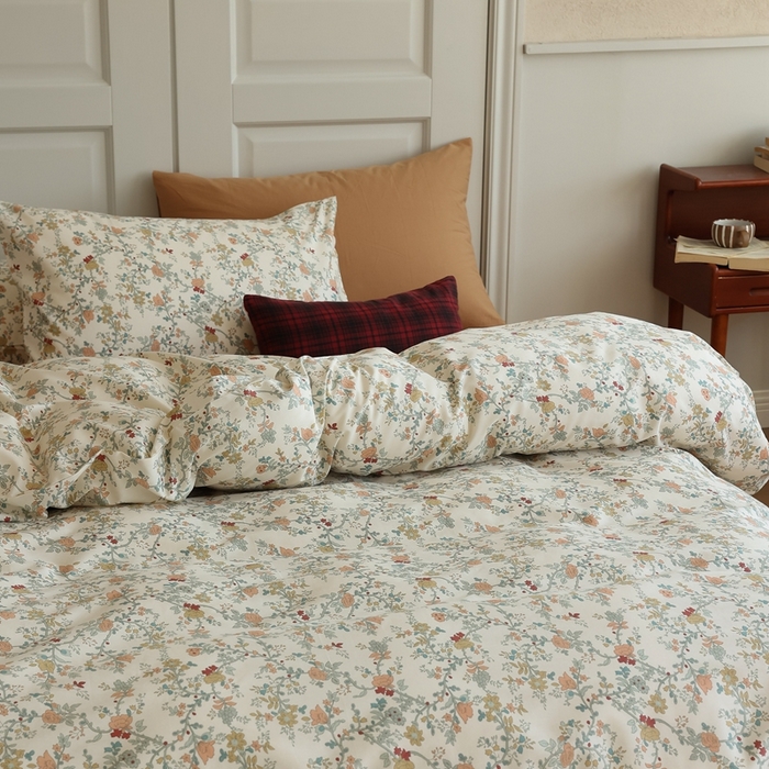 91家纺网 家纺一手货源 找家纺 棉眠 2024新款40支全棉秋季花园系列四件套 秋茗