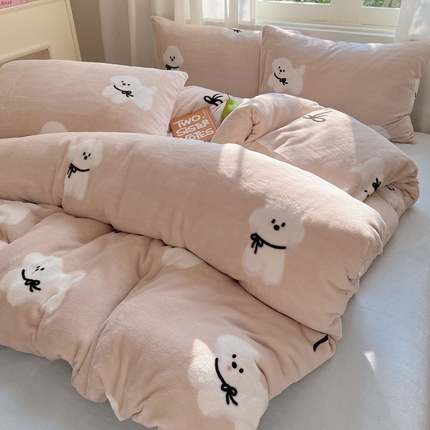 91家纺网 家纺一手货源 找家纺 （总）六巷胡同 2024新款INS卡通牛奶绒四件套