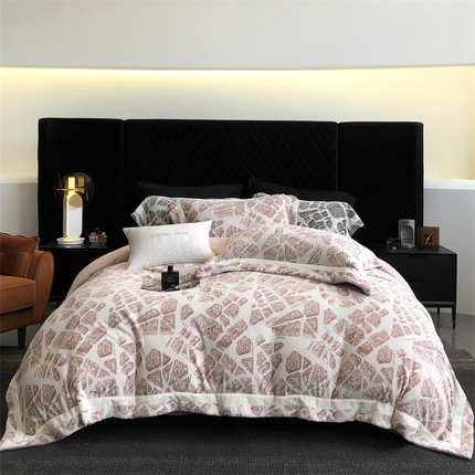 91家纺网 家纺一手货源 找家纺 （总）馨蕊家居 2024秋冬轻奢煦暖绒高精密刺绣绒寻密系列四件套