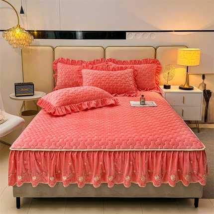 恒爱家纺 2024新款宝宝绒霞姿月韵床笠 梦想粉