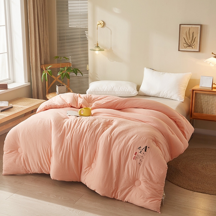 91家纺网 家纺一手货源 找家纺 好福居 2024新款A类母婴级原棉被子被芯 粉色