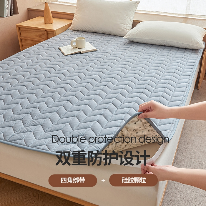 91家纺网 家纺一手货源 找家纺 丽诺床垫 2024新款升级款全棉13372抗菌防滑床护垫 秋蓝
