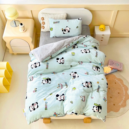 91家纺网 家纺一手货源 找家纺 （总）2025新款A类牛奶绒幼儿园被子三件套儿童卡通双面牛奶绒被套被芯六件套
