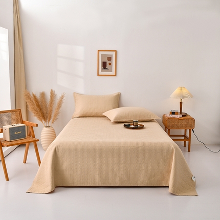 上喜 热卖纯色全棉水洗棉床盖 奶茶棕