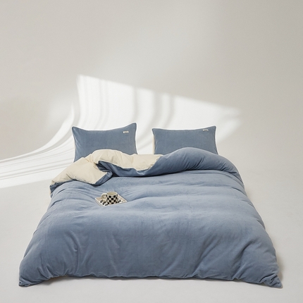 91家纺网 家纺一手货源 找家纺 （总）时光里 2024新款牛奶绒纯色双拼四件套