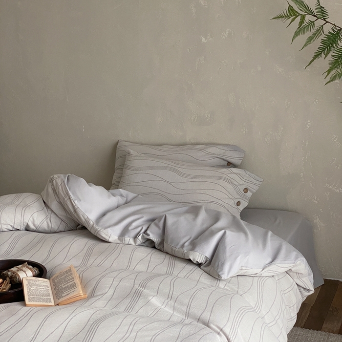 91家纺网 家纺一手货源 找家纺 旷野 2024新款全棉色织大提花磨毛四件套 岛屿-灰