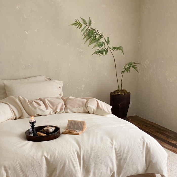 91家纺网 家纺一手货源 找家纺 旷野 2024新款全棉色织大提花磨毛四件套 岛屿-奶咖