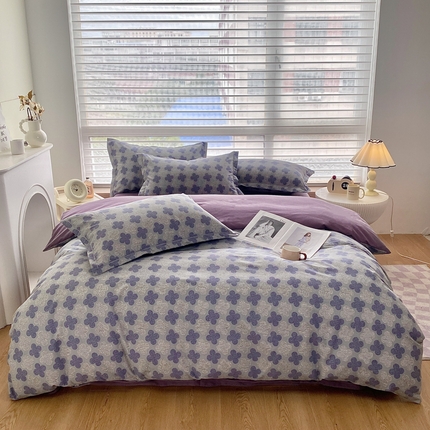 大吉  2025新款加厚活性喷气磨毛棉四件套被套床单床笠学生单人三件套幸运草