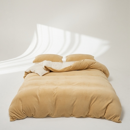 91家纺网 家纺一手货源 找家纺 （总）时光里 2024新款牛奶绒纯色双拼单被套