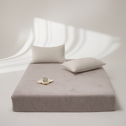 91家纺网 家纺一手货源 找家纺 （总）时光里 2024新款牛奶绒纯色双拼单床笠