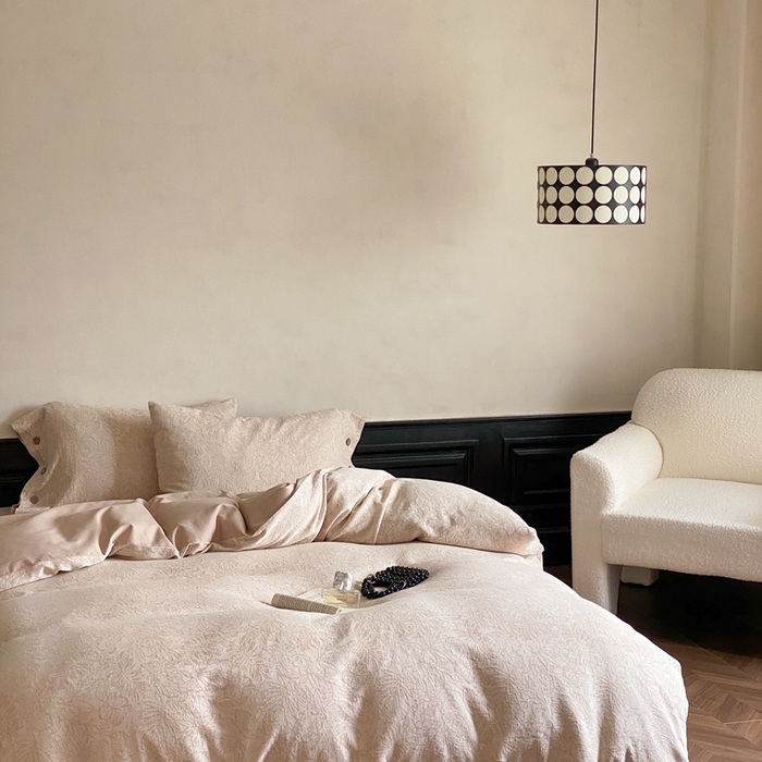 91家纺网 家纺一手货源 找家纺 旷野 2024新款全棉色织大提花磨毛四件套 晚枫林-咖