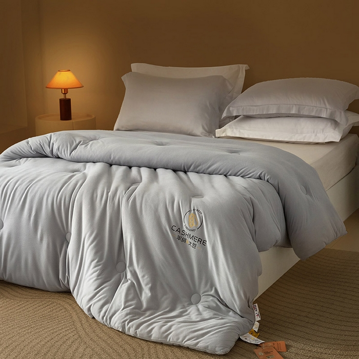 91家纺网 家纺一手货源 找家纺 被靠被 2024新款火山绒大豆纤维被被子被芯 岩石灰