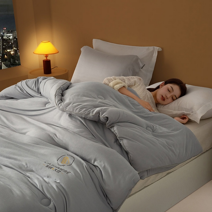 91家纺网 家纺一手货源 找家纺 被靠被 2024新款火山绒大豆纤维被被子被芯 岩石灰