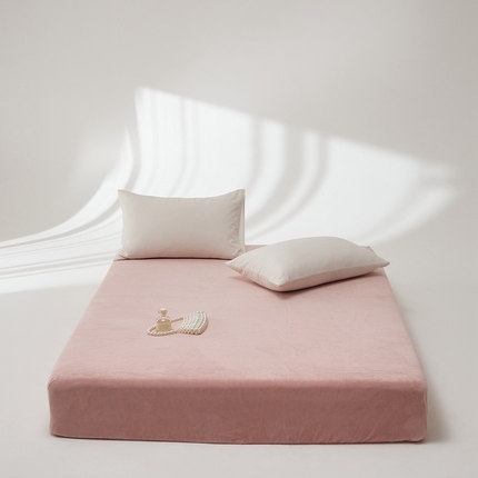 91家纺网 家纺一手货源 找家纺 （总）时光里 2024新款牛奶绒纯色双拼单床笠