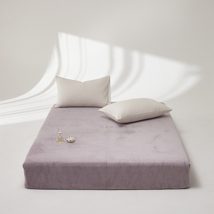 91家纺网 家纺一手货源 找家纺 （总）时光里 2024新款牛奶绒纯色双拼单床笠