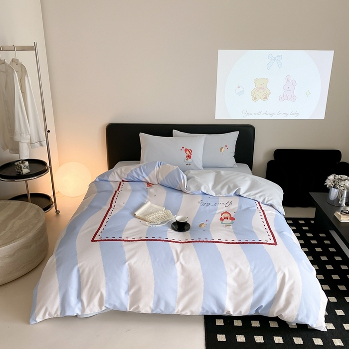 91家纺网 家纺一手货源 找家纺 （总）旷野 2024新款100支全棉磨毛刺绣四件套