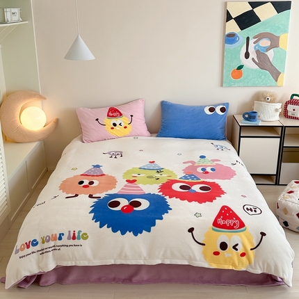 91家纺网 家纺一手货源 找家纺 （总）觅糖 2024新款牛奶绒大版印花四件套