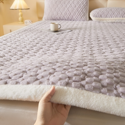 鑫钰 2024秋冬新款加厚金龟绒牛奶绒床护垫床垫 金龟绒-紫灰
