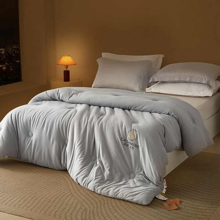 91家纺网 家纺一手货源 找家纺 被靠被 2024新款火山绒大豆纤维被被子被芯 岩石灰