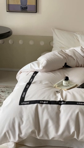 91家纺网 家纺一手货源 找家纺 旷野 2024新款100支全棉磨毛刺绣四件套 山茶花奶白