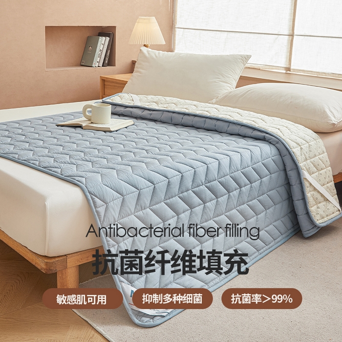 91家纺网 家纺一手货源 找家纺 丽诺床垫 2024新款升级款全棉13372抗菌防滑床护垫 秋蓝