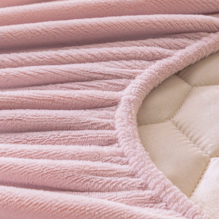 91家纺网 家纺一手货源 找家纺 鑫钰 2024秋冬新款加厚金龟绒牛奶绒床笠床垫保护罩 金龟绒-紫粉