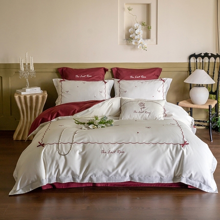 91家纺网 家纺一手货源 找家纺 （总）2024新款50支棉刺绣宽边四件套-公主的小蝴蝶