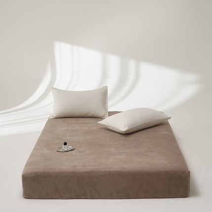 91家纺网 家纺一手货源 找家纺 （总）时光里 2024新款牛奶绒纯色双拼单床笠