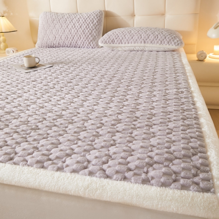 91家纺网 家纺一手货源 找家纺 鑫钰 2024秋冬新款加厚金龟绒牛奶绒床护垫床垫 金龟绒-紫灰