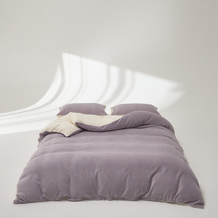 91家纺网 家纺一手货源 找家纺 （总）时光里 2024新款牛奶绒纯色双拼单被套