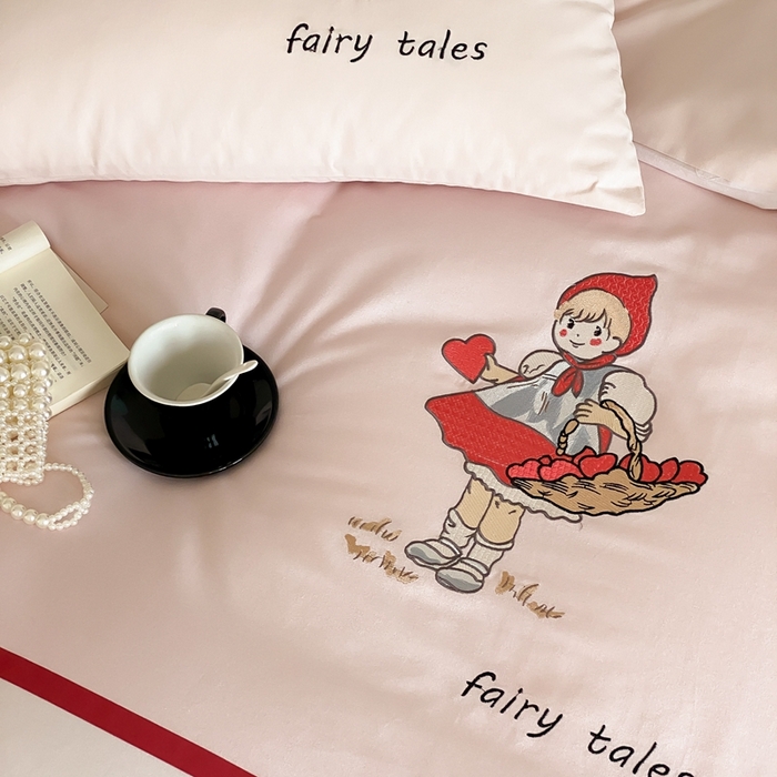 91家纺网 家纺一手货源 找家纺 旷野 2024新款100支全棉磨毛刺绣四件套 少女日记