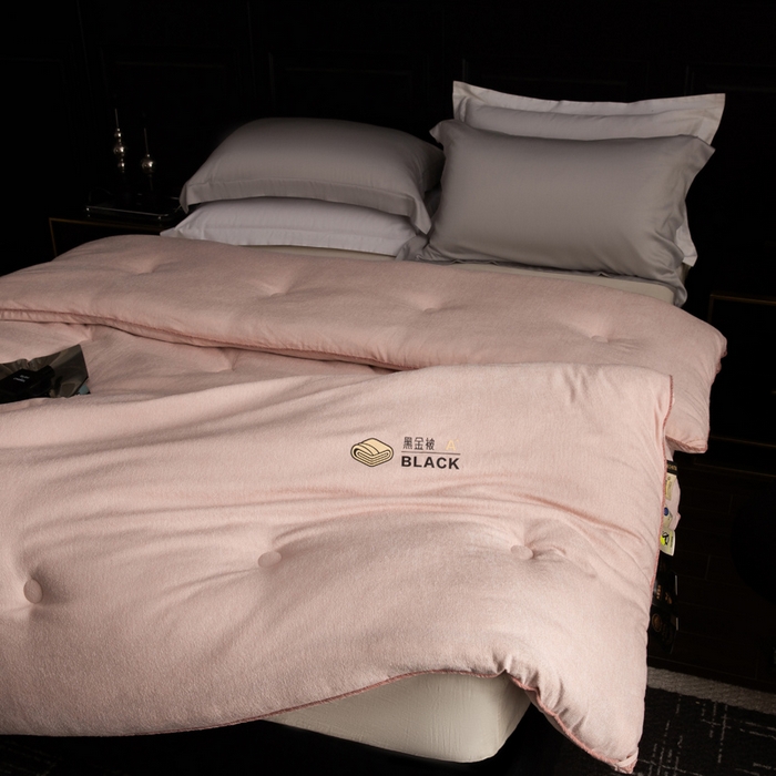 91家纺网 家纺一手货源 找家纺 被靠被 2024新款A类石墨烯3D黑金被被子被芯 3D黑金被-粉