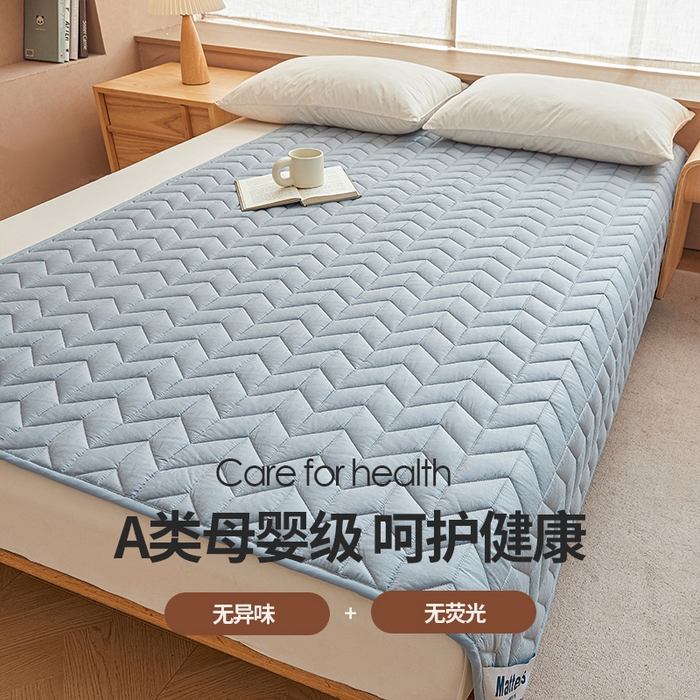 91家纺网 家纺一手货源 找家纺 丽诺床垫 2024新款升级款全棉13372抗菌防滑床护垫 秋蓝