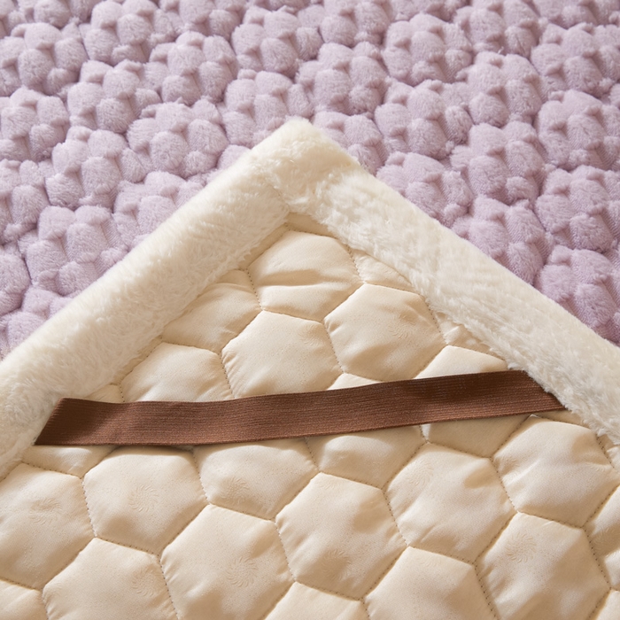 91家纺网 家纺一手货源 找家纺 鑫钰 2024秋冬新款加厚金龟绒牛奶绒床护垫床垫 金龟绒-紫色