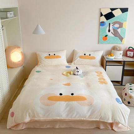 91家纺网 家纺一手货源 找家纺 （总）觅糖 2024新款牛奶绒大版印花四件套