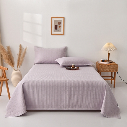 上喜 热卖纯色全棉水洗棉床盖 丁香紫