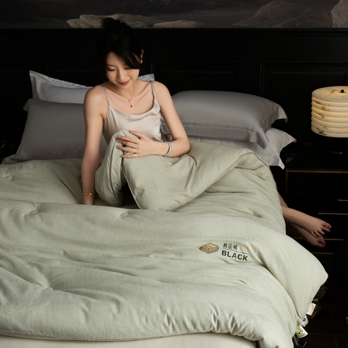 91家纺网 家纺一手货源 找家纺 被靠被 2024新款A类石墨烯3D黑金被被子被芯 3D黑金被-绿