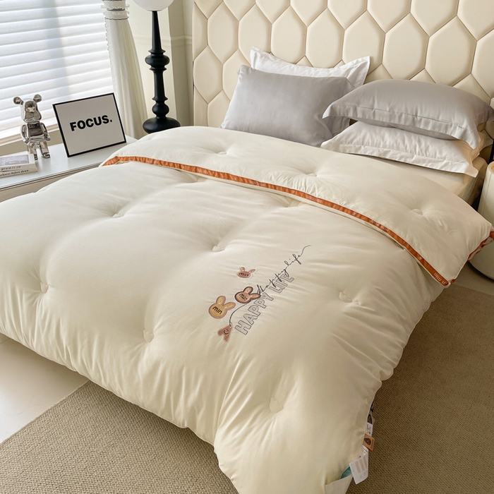 91家纺网 家纺一手货源 找家纺 被靠被 2024新款minmin潘帕斯羊绒被被子被芯 奶油白