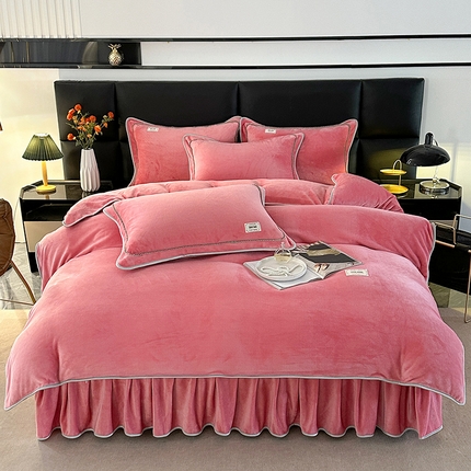 雨洋家纺 2025新款牛奶绒四件套系列 豆沙色