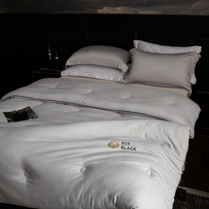 91家纺网 家纺一手货源 找家纺 被靠被 2024新款A类石墨烯3D黑金被被子被芯 3D黑金被-灰